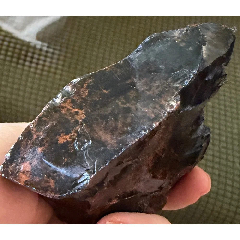 Mahogany Obsidian Raw Stone Unisex OS Black Red Excellent Volcanic Slab